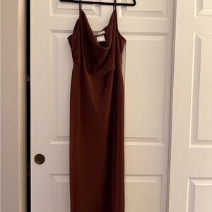 BHLDN Silk Brown Slip Dress